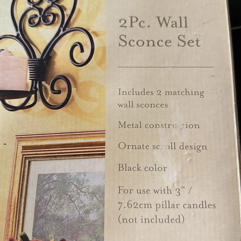 HomeTrends Black Ornate Wall Sconce Set
